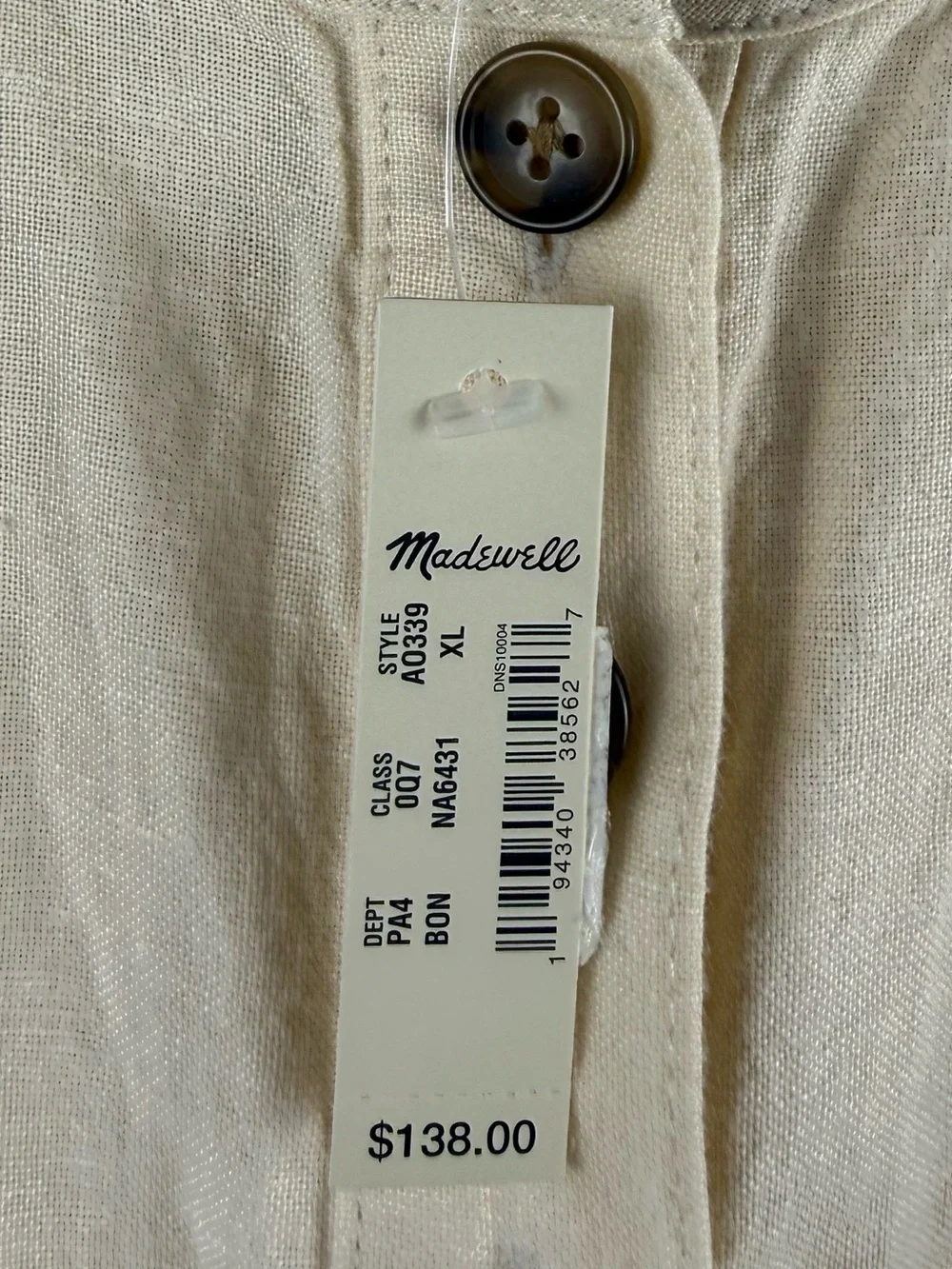 Madewell Linen Blend Jumpsuit | Puff Sleeve Utility Romper | NWT | XL - Picture 13 of 13